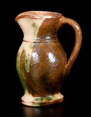 Scarce Miniature Multi-Glazed Redware Pitcher, Strasburg, VA, circa 1890