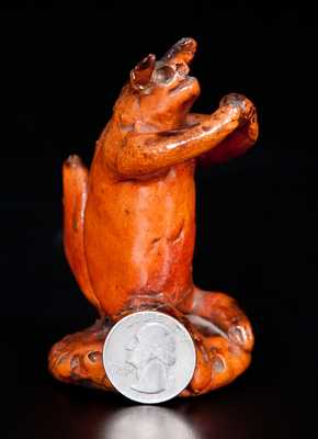 Unusual Redware Seated Squirrel Figure on Base, probably Pennsylvania, 19th century