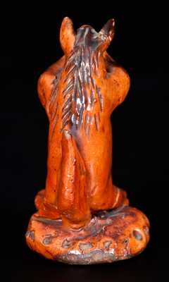 Unusual Redware Seated Squirrel Figure on Base, probably Pennsylvania, 19th century