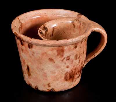 Fine Redware Shaving Mug, Maine, second quarter 19th century