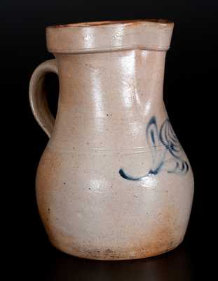 Stoneware Pitcher w/ Slip-Trailed Leaf, att. Edmands Pottery, Charlestown, MA