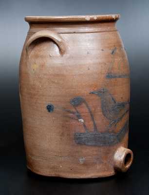 Rare Stoneware Water Cooler w/ Bird-on-Branch and 1878 Date, probably Midwestern