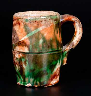 Multi-Glazed Redware Mug, Strasburg, VA, circa 1890