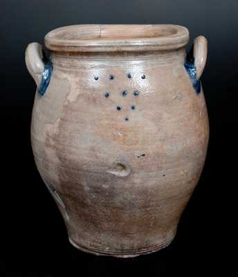 Loop-Handled Dotted Stoneware Jar, att. Abraham Mead, Greenwich, CT, late 18th century