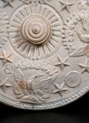 Exceptional Albany Stoneware Lid w/ Patriotic Eagles and Stars att. M. Tyler, circa 1835