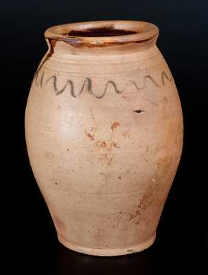 Unusual Ovoid Stoneware Jar with Wavy Decoration