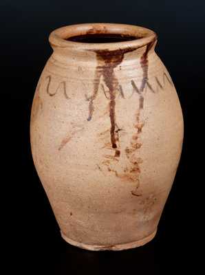 Unusual Ovoid Stoneware Jar with Wavy Decoration