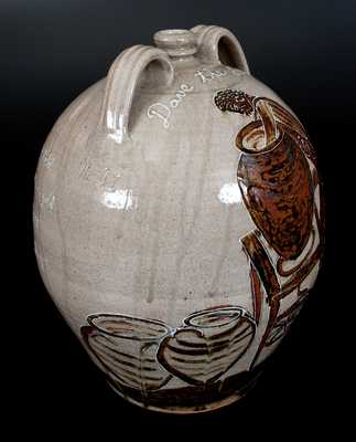 Michael Bayne 2008 South Carolina Alkaline-Glazed Stoneware Jug w/ Elaborate Tribute to