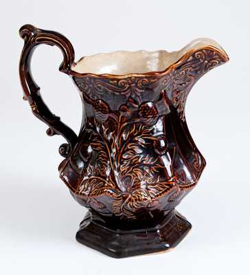 Rare AMERICAN POTTERY CO. / JERSEY CITY, N.J. Rockinghamware Pitcher with Thistle Pattern