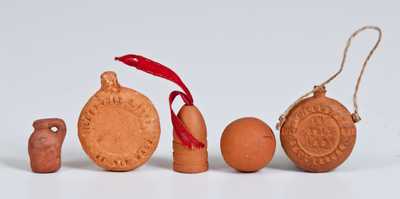 Lot of Five: Speese Pottery, Gettysburg, PA, Redware Battlefield Souvenir Miniatures