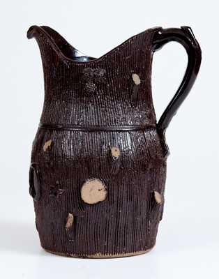Very Unusual "B & O" Stump-Form Stoneware Pitcher