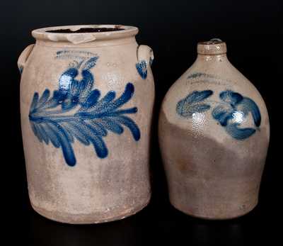 Lot of Two: F. H. COWDEN Jug and COWDEN & WILCOX Jar, both w/ Tulip Decoration