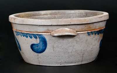 Decorated Stoneware Bowl Signed FROM J. EBERLY & BRO. / STRASBURG, VA