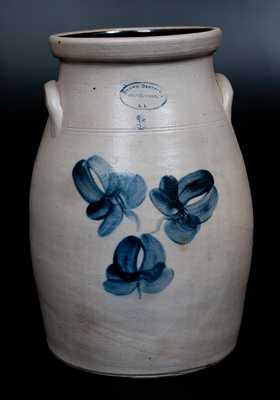 BROWN BROTHER , / HUNTINGTON, / L.I. Stoneware Churn with Floral Decoration