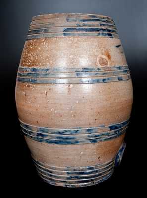 Extremely Rare LEWIS & GARDINER / HUNTINGTON, L.I. Monumental Stoneware Keg-Form Cooler