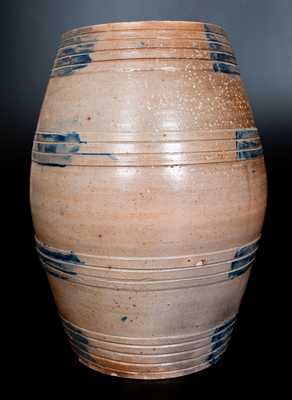 Extremely Rare LEWIS & GARDINER / HUNTINGTON, L.I. Monumental Stoneware Keg-Form Cooler