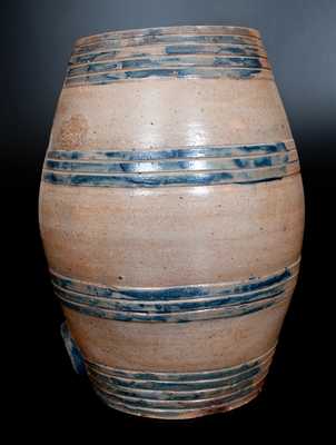 Extremely Rare LEWIS & GARDINER / HUNTINGTON, L.I. Monumental Stoneware Keg-Form Cooler