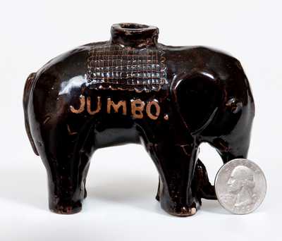 Unusual Stoneware Elephant Inkwell in the Form of JUMBO