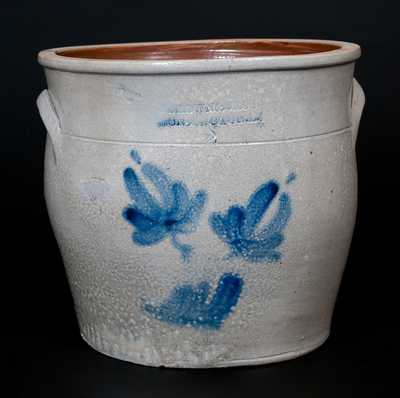 BROWN & BROS. / HUNTINGTON, L.I. Stoneware Jar w/ Floral Decoration