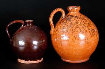 Two Antique Redware Jugs, Northeastern U.S. origin