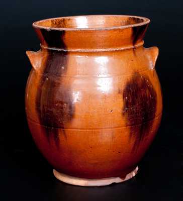 Glazed Redware Jar, Norwalk, CT or Huntington, Long Island origin
