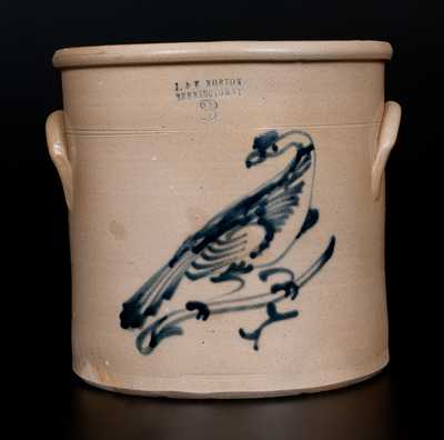 J & E NORTON / BENNINGTON VT Stoneware Crock w/ Pheasant Decoration