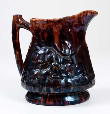 Rare JOHN BELL / WAYNESBORO Redware Hunt Scene Pitcher