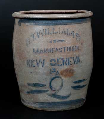 R.T. WILLIAMS. / MANUFACTURER. / NEW GENEVA. / PA Two-Gallon Stoneware Jar