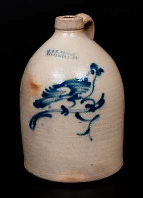 J. & E. NORTON, / BENNINGTON VT One-Gallon Stoneware Jug w/ Cobalt Bird Decoration