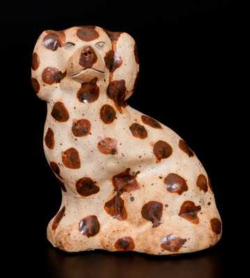 Spot-Decorated Stoneware Spaniel Doorstop, Midwestern origin, c1885