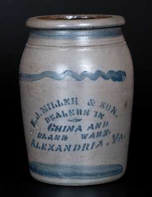 One-Gallon E.J. MILLER & SON. / ALEXANDRIA. VA. Stoneware Jar, Western PA origin