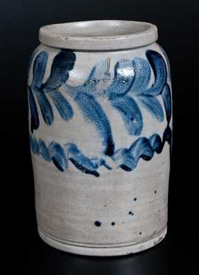 One-Gallon H. MYERS, Baltimore (Henry Remmey) Stoneware Jar w/ Cobalt Foliate Decoration