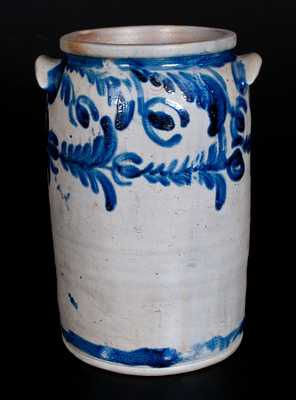 3 Gal. Baltimore Stoneware Jar w/ Cobalt Floral Decoration