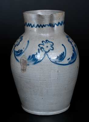 Scarce Baltimore Stoneware Pitcher with Slip-Trailed Floral Decoration, c1820