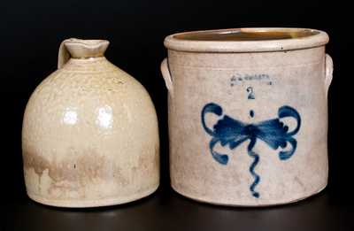 Two Pieces of Salt-Glazed Stoneware, Northeastern U.S. origin