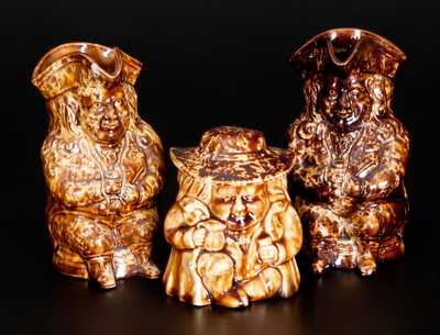 Three Rockingham-Glazed Toby Articles, Lyman, Fenton & Co., Bennington, VT, c1849-58