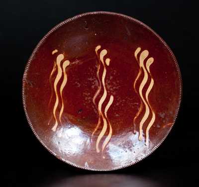 Slip-Decorated Redware Plate, probably Norwalk, CT, circa 1840