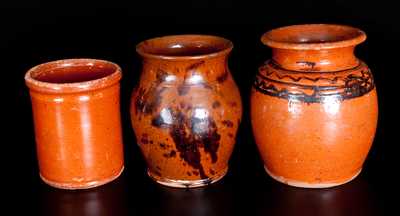 Three Antique American Redware Jars