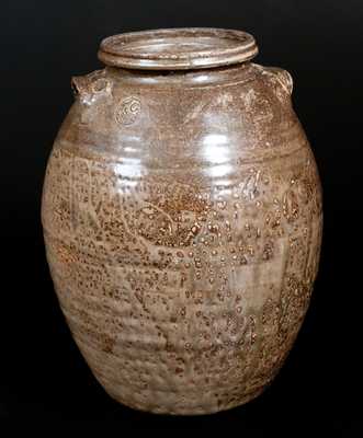 Very Unusual Isaac E. Gay, Kershaw County, SC Alkaline-Glazed Stoneware Jar