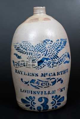 Exceptional BAYLESS & MCCARTHEY / LOUISVILLE, KY Stoneware Jug, Marked EAGLE POTTERY