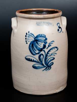 3 Gal. JOHN BURGER / ROCHESTER Stoneware Jar with Floral Decoration