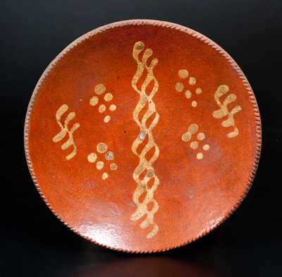 Redware Plate with Yellow Slip Decoration