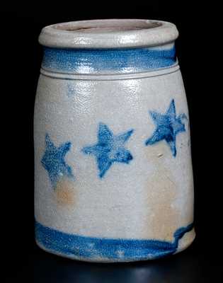 Fine One-Quart Western PA Stoneware Wax Sealer w/ Stars and Stripes Decoration