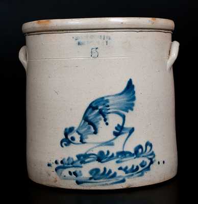 5 Gal. HAXSTUN, OTTMAN & CO. / FORT EDWARD. N.Y. Stoneware Chicken Crock