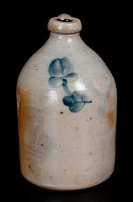 Half-Gallon Stoneware Jug with Floral Decoration, possibly Huntington, Long Island