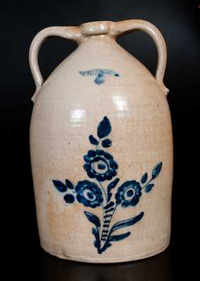 5 Gal. WHITES UTICA Open-Handled Stoneware Jug with Floral Decoration