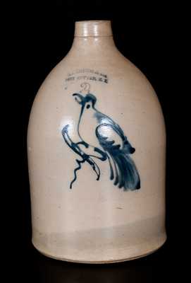 HAXSTUN & CO. / FORT EDWARD, NY Stoneware Jug with Bird Decoration