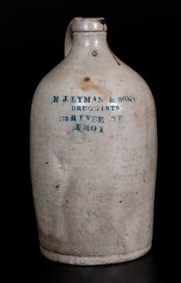 1/2 Gal. Stoneware Jug with TROY, NY DRUGGISTS Advertising