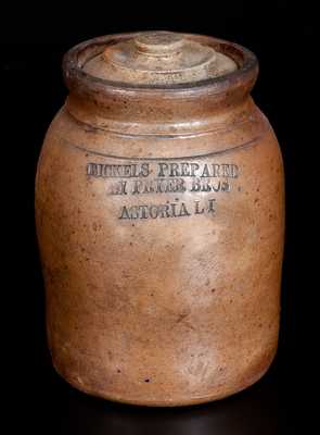 Rare PICKELS PREPARED / BY PRYER BROS / ASTORIA LI Stoneware Jar