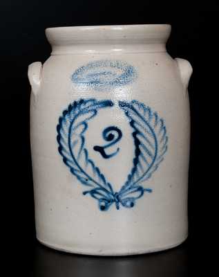2 Gal. BURGER & LANG / ROCHESTER, N.Y. Stoneware Jar with Wreath Decoration